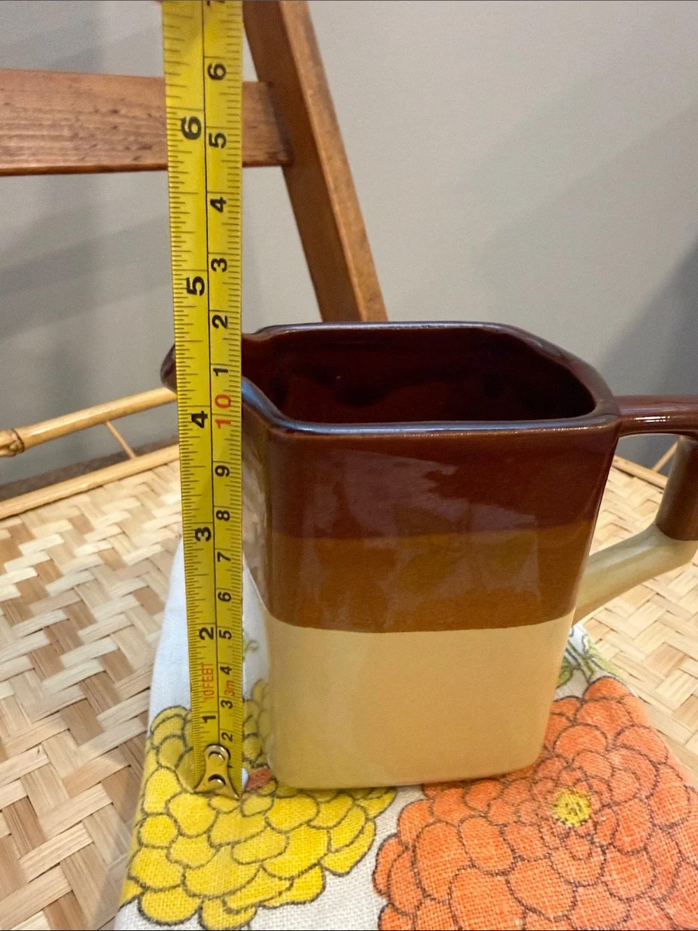 Vintage Nevco Rockingham Type Pitcher Japan Brown Tan Stoneware Utensil Holder